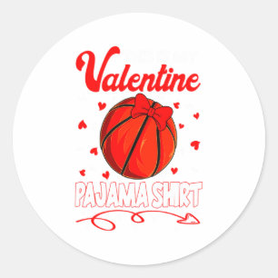 This Is My Valentines Basketball Pajama For Kids B Classic Round Sticker