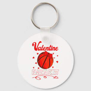 This Is My Valentines Basketball Pajama For Kids B Key Ring