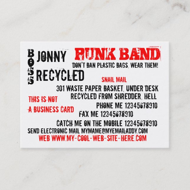 This is Not a BORING Business Card (Front)