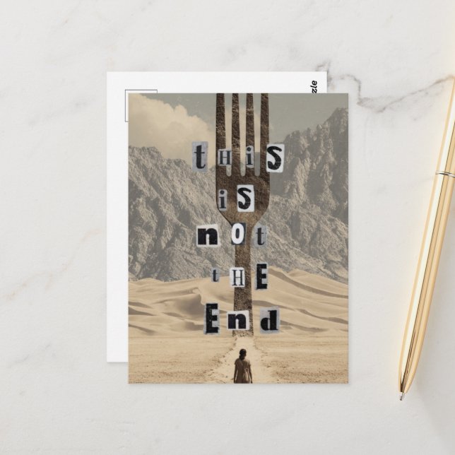 This is not the end Fork Desert Surreal Collage Postcard (Front/Back In Situ)