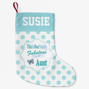 This Is One Totally Fabulous Aunt Blue Butterfly Small Christmas Stocking