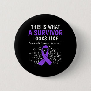 This Is Pancreatic Cancer Awareness Survivor Purpl 6 Cm Round Badge