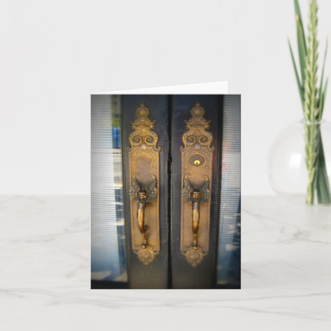 This is San José CA: Brass Handles Greeting Card (Front)