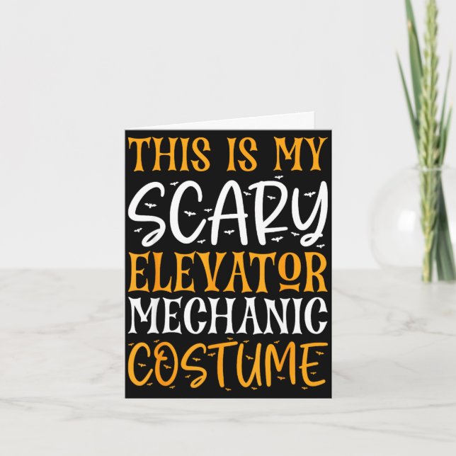This is scary elevator mechanic costume funny card (Front)