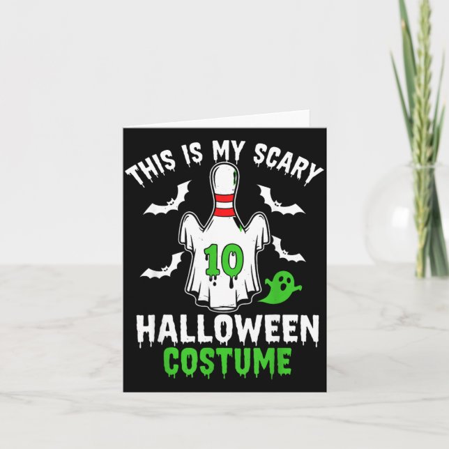 This Is Scary Halloween Costume Bowling Pin Ghost Card (Front)