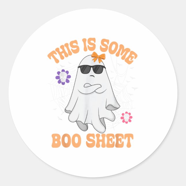 This Is Some Boo Sheet Angry Ghost Halloween Men W Classic Round Sticker (Front)