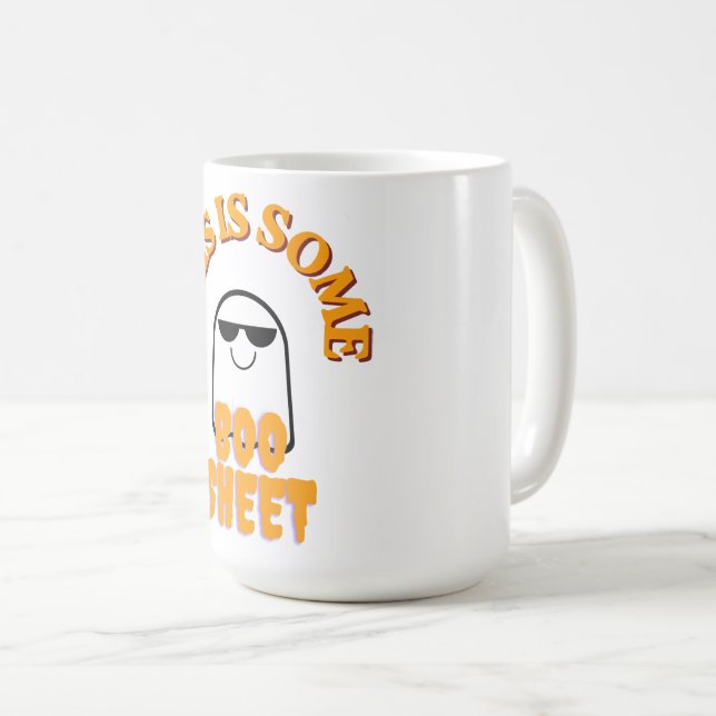 This Is Some Boo Sheet – Funny Halloween Ghost Pun Coffee Mug (Front Right)