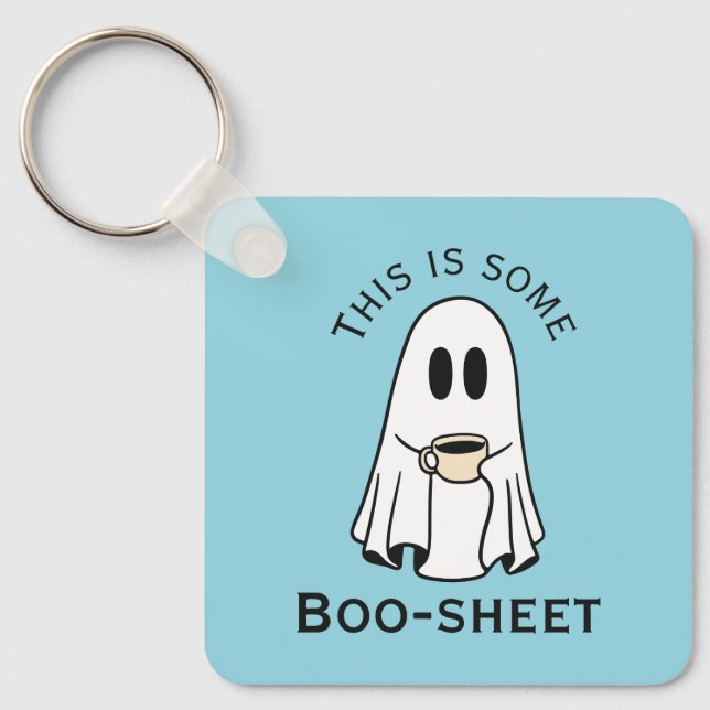 This is some boo-sheet ghost boo with coffee key ring (Front)