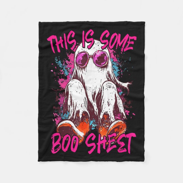 This Is Some Boo Sheet Ghost Retro Halloween Funny Fleece Blanket (Front)