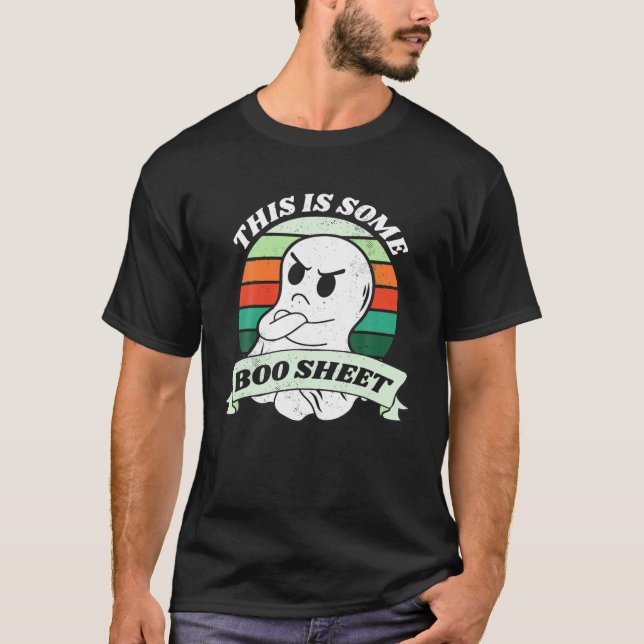 This Is Some Boo Sheet Grumpy Ghost Retro Hallowee T-Shirt (Front)