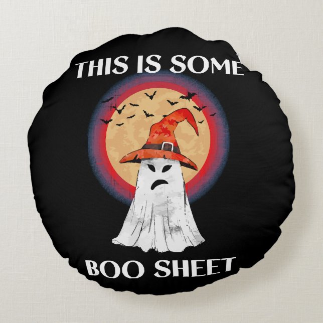 This Is Some Boo Sheet Halloween Ghost Funny Round Cushion (Back)