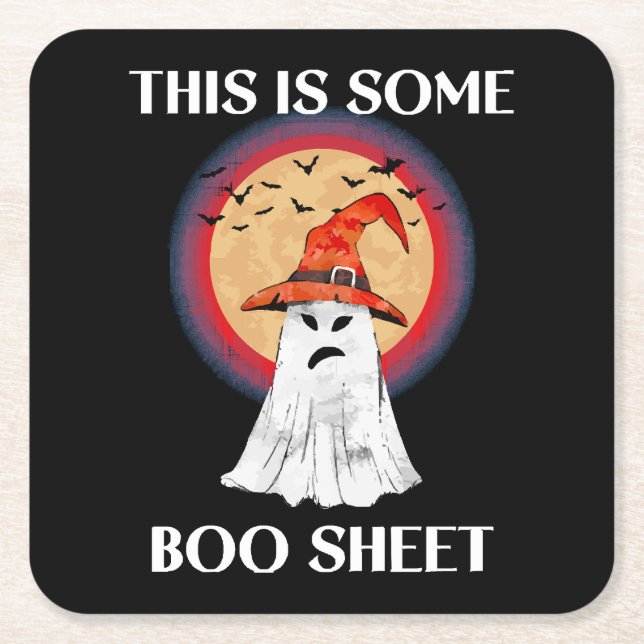 This Is Some Boo Sheet Halloween Ghost Funny Square Paper Coaster (Front)