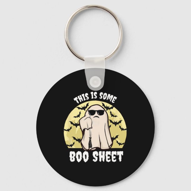 This Is Some Boo Sheet Halloween Ghost No Time To  Key Ring (Front)