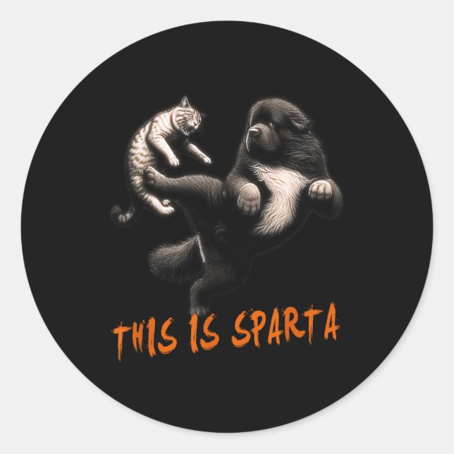 This Is Sparta - Dog Vs Cat  Classic Round Sticker (Front)