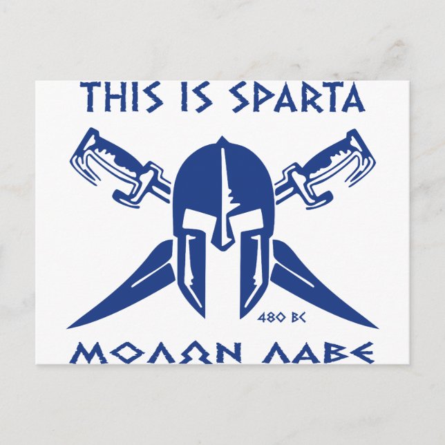 This is Sparta - Molon Lave - Blue Postcard (Front)
