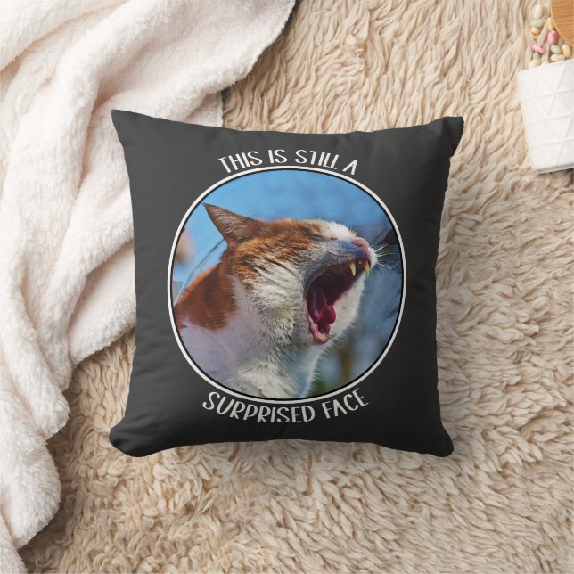 This is Still A Surprised Face Funny Cute Cat Meme Cushion (Blanket)