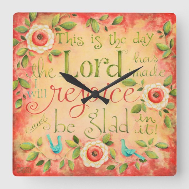 This Is The Day Bible Verse Square Clock (Front)