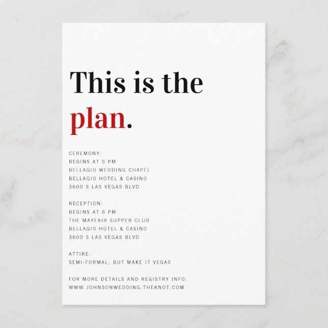 This is the plan Wedding Details Card (Front)
