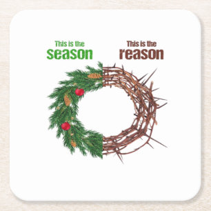 This Is The Season This Is The Christian Christmas Square Paper Coaster