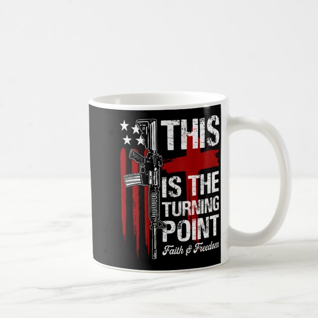 This Is The Turning Int Faith Cross Us Flag Patrio Coffee Mug (Right)