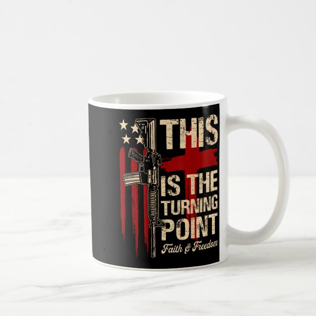 This Is The Turning Int Faith Cross Us Flag Patrio Coffee Mug (Right)