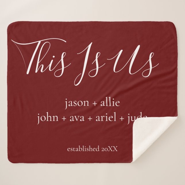This Is Us | Family Names Personalised Sherpa Blanket (Front (Horizontal))
