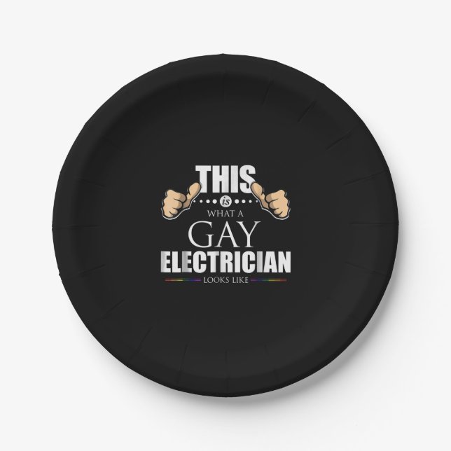 This Is What A Gay Electrician Looks Like LGBT Paper Plate (Front)