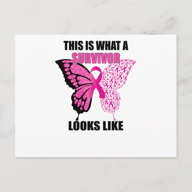 This Is What A Survivor Looks Like Breast Cancer Invitation Postcard (Front)
