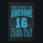 THIS IS WHAT AN AWESOME 16 YEAR OLD 16th Birthday Faux Canvas Print<br><div class="desc">The 16th Birthday THIS IS WHAT AN AWESOME 16 YEAR OLD Boy Gift Vintage! For son,  nephew,  grandchild and teenager! A 16th birthday shirt,  16th birthday gift,  16 year old,  16th bday gift or 16th birthday present!</div>