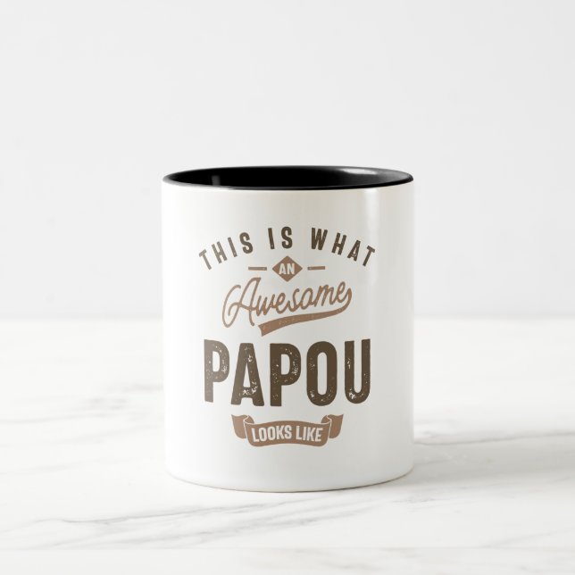 This is What an Awesome Papou Looks Like Two-Tone Coffee Mug (Center)