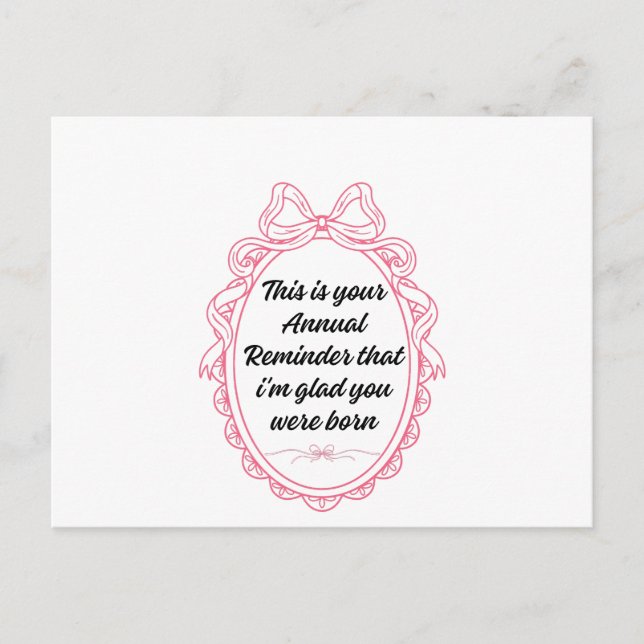 This is your annual reminder that im glad you were holiday postcard (Front)