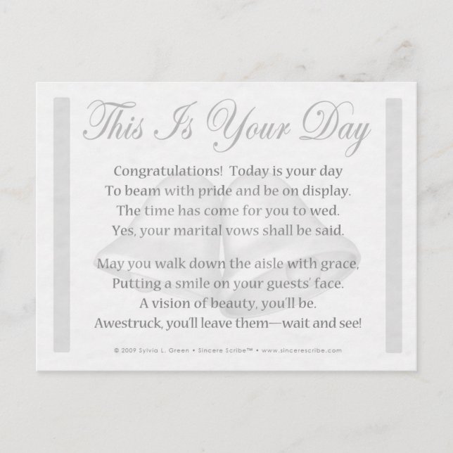 This Is Your Day (Bride) Postcard (Front)