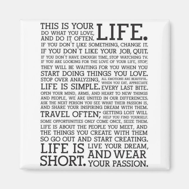 "THIS IS YOUR LIFE" fridge magnet (Front)