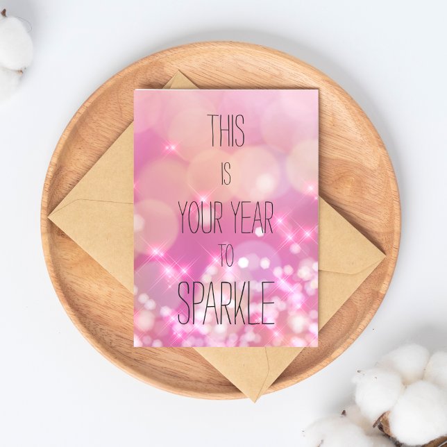 This is Your Year to Sparkle - Pink Bokeh Birthday Postcard (Creator Uploaded)