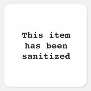 This item has been sanitised square sticker