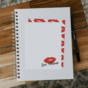 This Kiss Script Stationery Note Card - Red