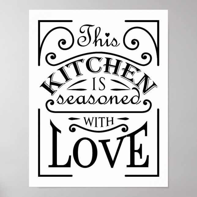 This kitchen is seasoned with love quote design poster (Front)