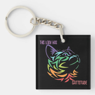 This Lady has Cattitude Key Ring