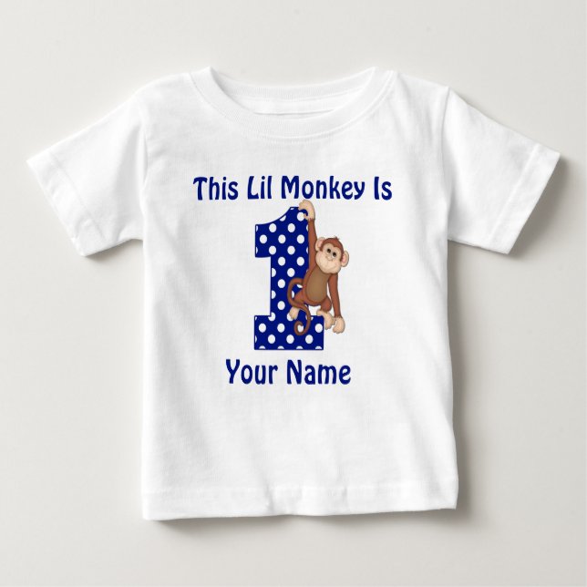 This Lil Monkey Personalised First Birthday Shirt (Front)