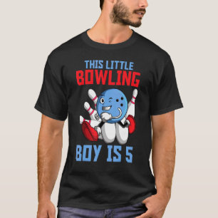 This Little Bowling Boy Is 5 Birthday Bowler Party T-Shirt