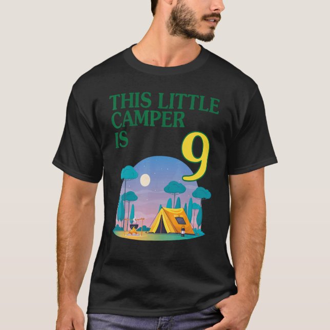 This Little Camper Is 9 Years Old Happy Birthday T T-Shirt (Front)
