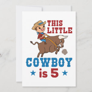 This Little Cowboy Is 5 Western Rodeo Birthday Invitation