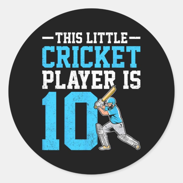 This Little Cricket Player Is 10 Years Old 10th Bi Classic Round Sticker (Front)