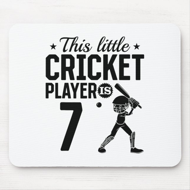 This Little Cricket Player Is 7 Years Old - 7th Bi Mouse Pad (Front)