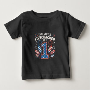 This Little Firecracker is 1 Birdtday 4th of July Baby T-Shirt