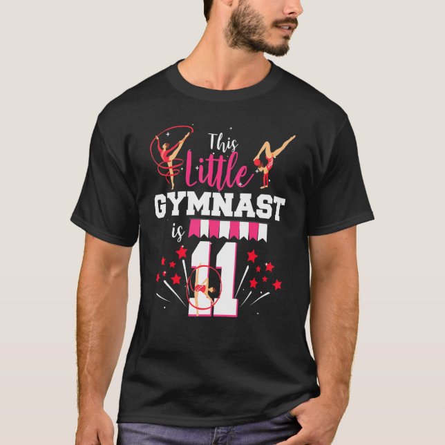 This Little Gymnast Is 11 Year Old Birthday Gymnas T-Shirt (Front)