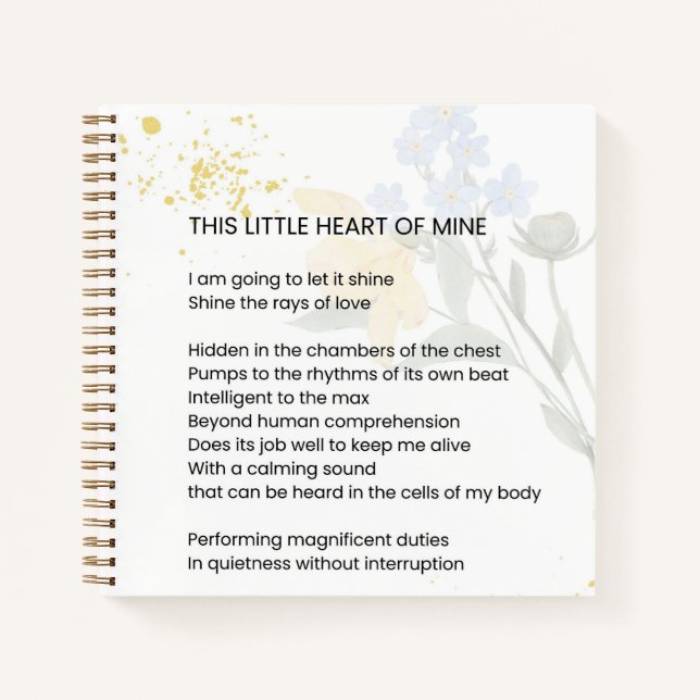 This Little Heart Of Mine - Gratefulness Poem  Notebook (Front)