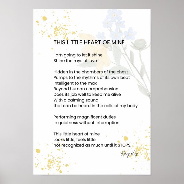 This Little Heart Of Mine - Gratefulness Poem  Poster (Front)
