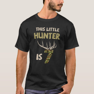 This Little Hunter Is 7 Year Olds Kids Birthday Pa T-Shirt