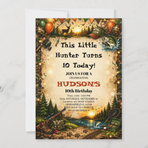 This Little Hunter Turns 10 Fishing Camo Birthday Invitation